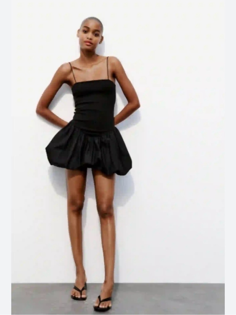 Zara Black Spaghetti-Strap Mini Dress